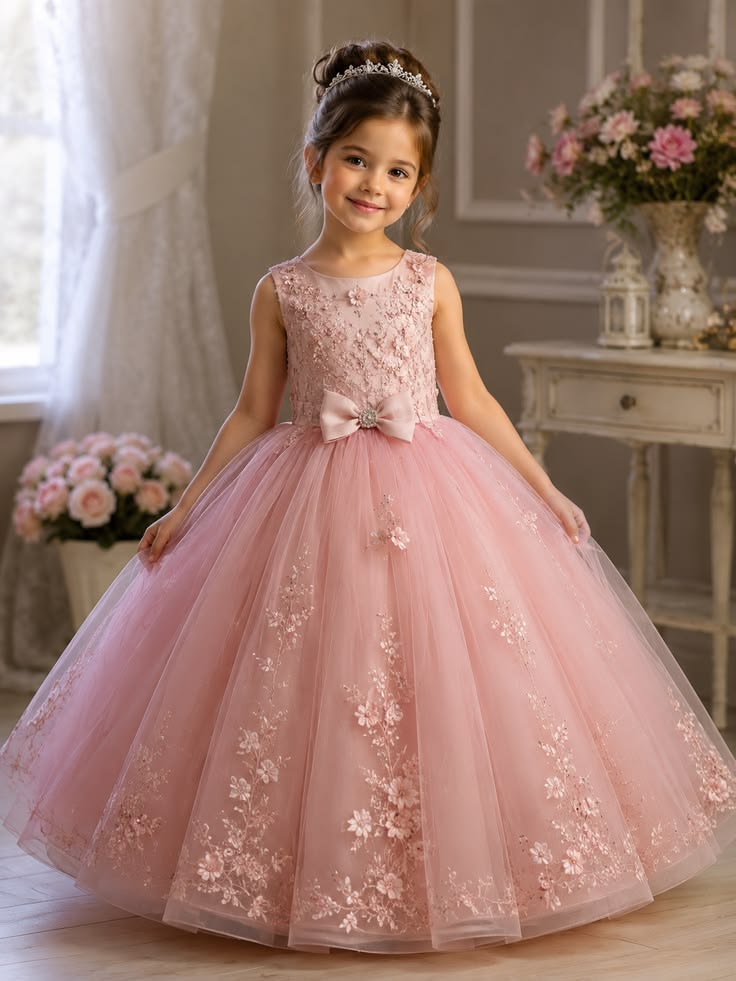 Girls Rose Pink Occasion Dress